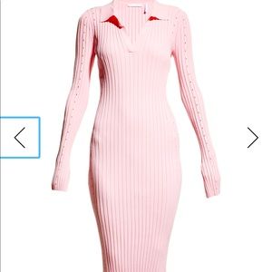 Helmut Lang pink long sleeve midi dress